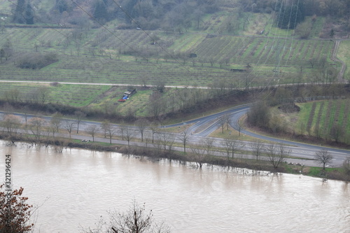 Mosel zwischen Winningen und Dieblich beim Hochwasser im Februaf 2020 photo