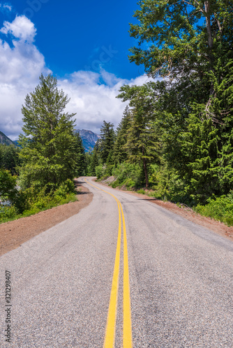 Rocky Mountains. Mountain Road in Cascades National Park, Washington, USA. © karamysh