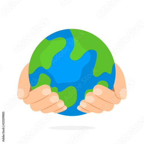 Human hands hold the planet Earth. The concept of conservation of nature, climate and resources