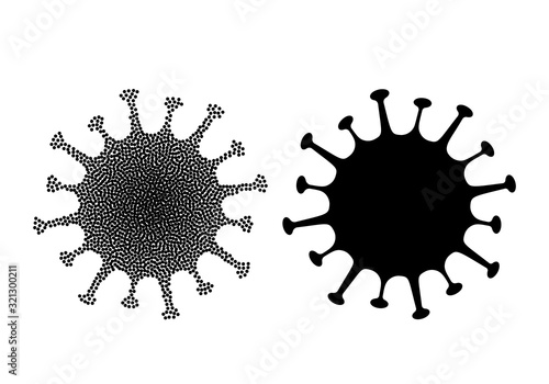 Coronavirus bacterium silhouettes set. virus 2019-nCoV.