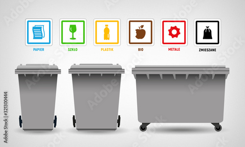 garbage can & segregation types, vector icon