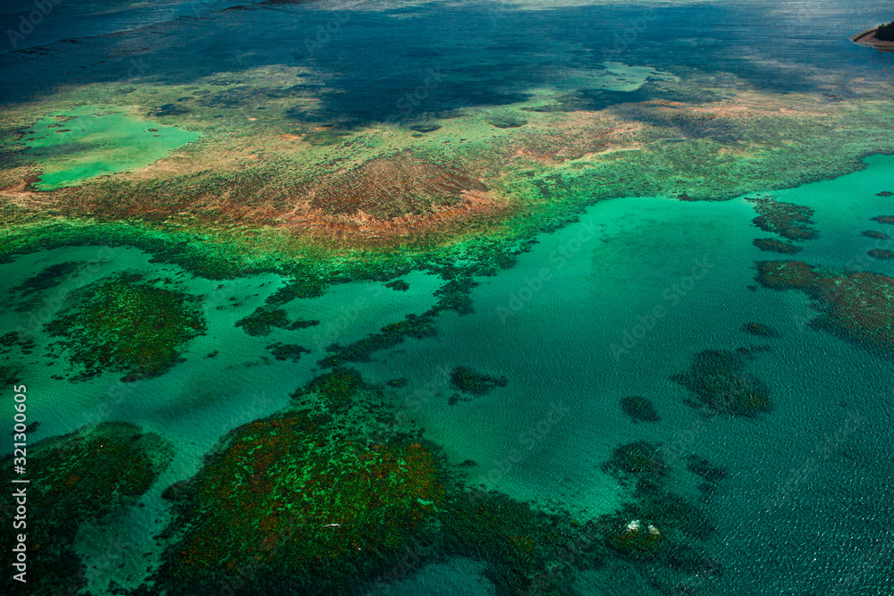 Bird view at the Great Barrier reef in Australia