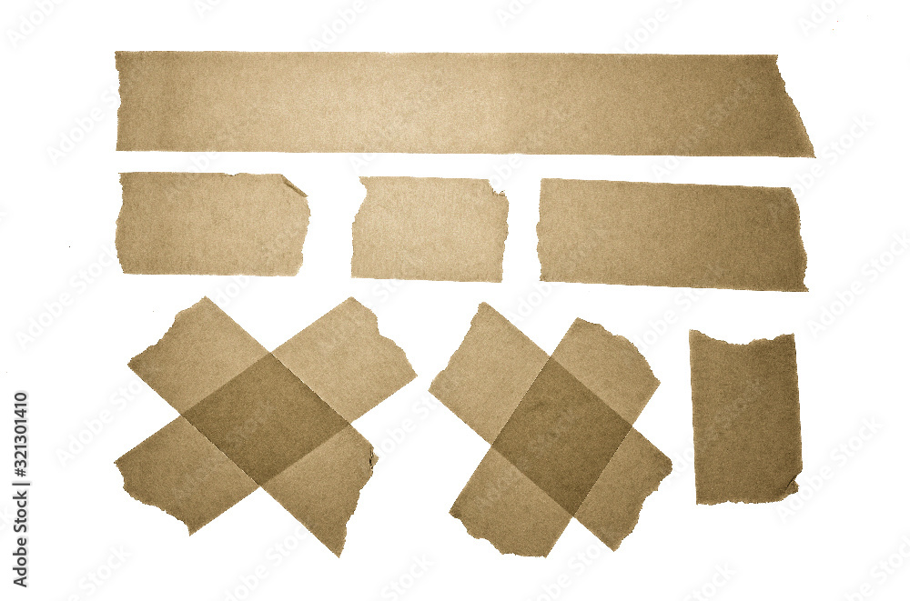 Set of horizontal and different size sticky tape. Scotch. Masking Tape Vector Collection