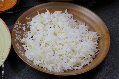 A plateful of plain Basmati rice