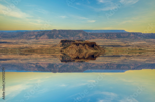 Mountain reflections and clouds in the water