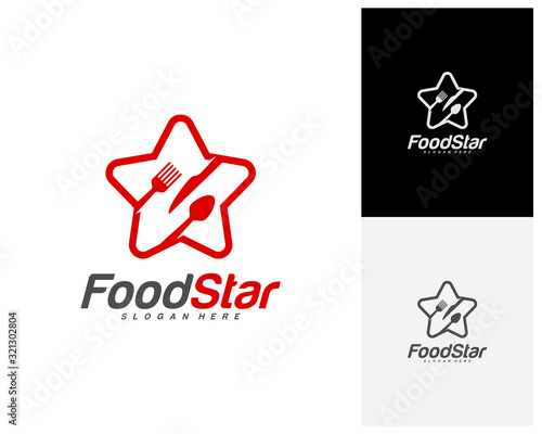Creative Food star logo design vector. Restaurant, food court, cafe logo template. Icon symbol. Illustration