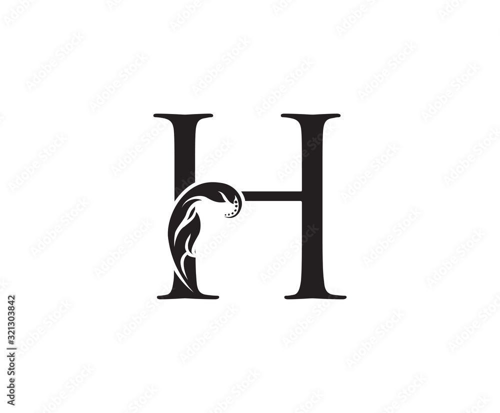 Classic H Letter Swirl Logo. Black H With Classy Leaves Shape design perfect for Boutique, Jewelry, Beauty Salon, Cosmetics, Spa, Hotel and Restaurant Logo. Classic H Letter Swirl Logo. Black H With Classy Leaves Shape design perfect for Boutique, Jewelry, Beauty Salon, Cosmetics, Spa, Hotel and Restaurant Logo.