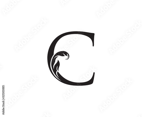 Classic C Letter Swirl Logo. Black C With Classy Leaves Shape design perfect for Boutique  Jewelry  Beauty Salon  Cosmetics  Spa  Hotel and Restaurant Logo. 