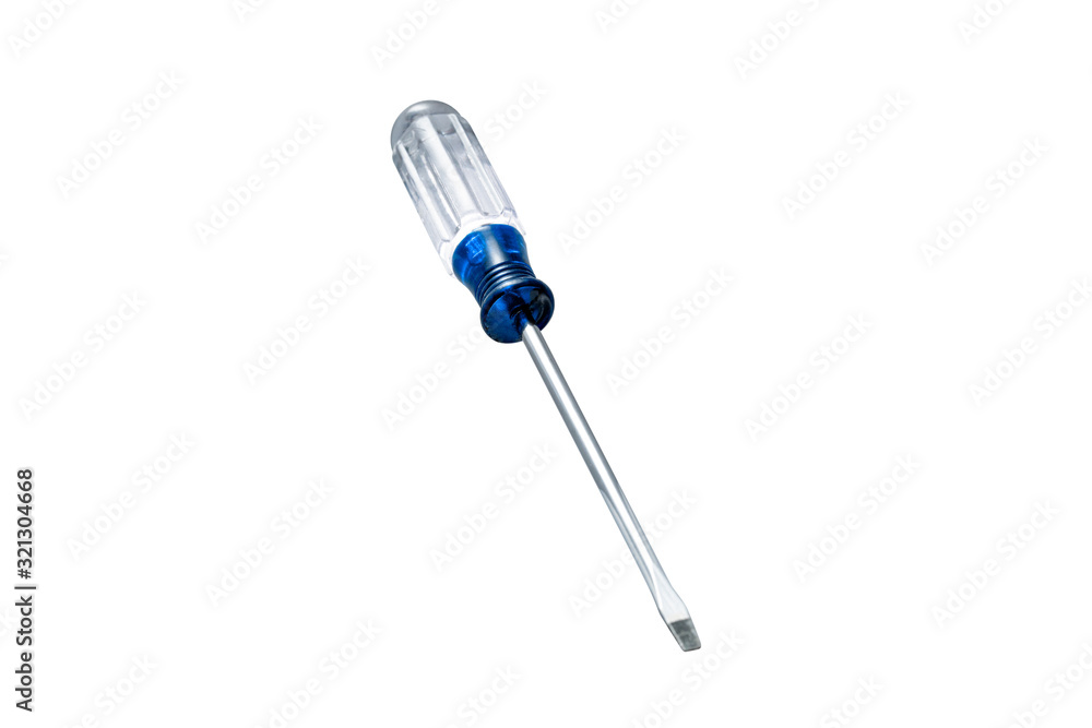 Screwdriver - Flathead Blue and Clear On White Background Screwdriver - Flathead Blue and Clear On White Background
