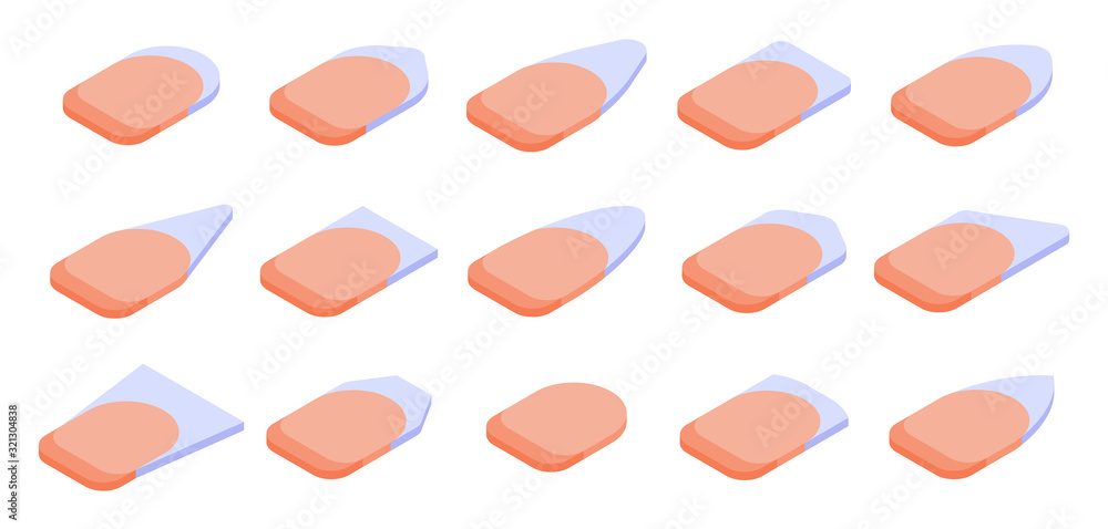Nail icons set. Isometric set of nail vector icons for web design isolated on white background