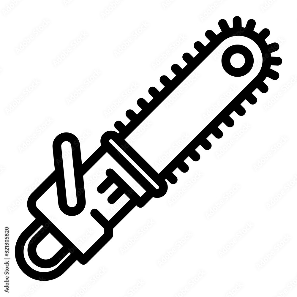 Carpentry chainsaw icon. Outline carpentry chainsaw vector icon for web design isolated on white background Carpentry chainsaw icon. Outline carpentry chainsaw vector icon for web design isolated on white background