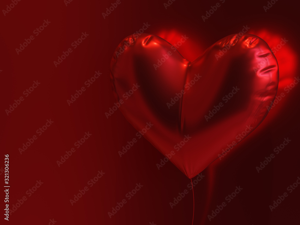 Red color balloon in heart shape. 3d illustration Red color balloon in heart shape. 3d illustration