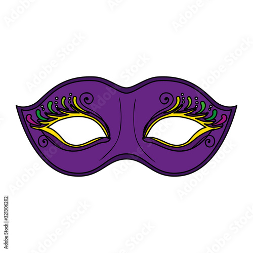 Mardi gras mask design, Party carnival decoration celebration festival holiday fun new orleans and traditional theme Vector illustration