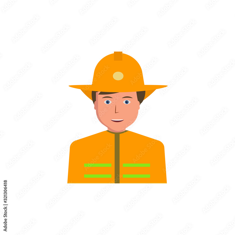 Colorful icon of fireman profession. Profession icon design. Colorful profession icon