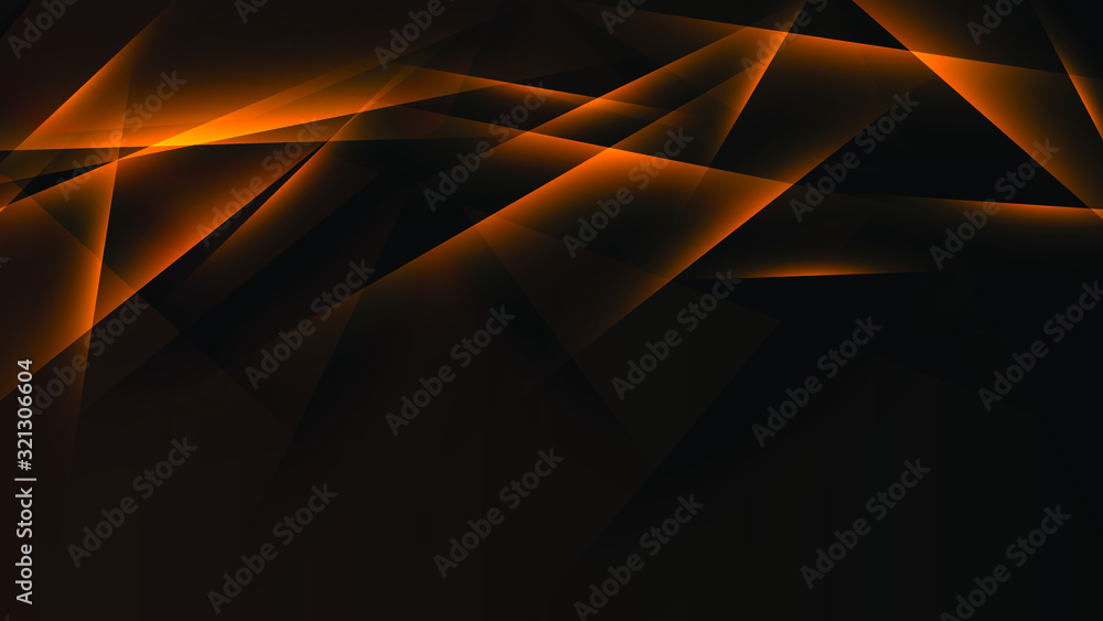 Obraz premium Dark abstract background with golden transparent lines and stripes. Vector.
