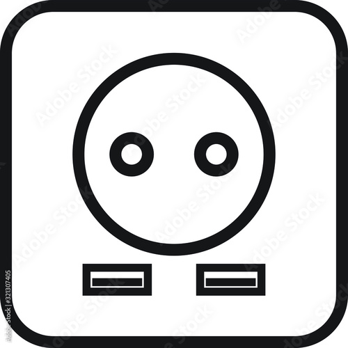 USB Port and EU plug outlet icon