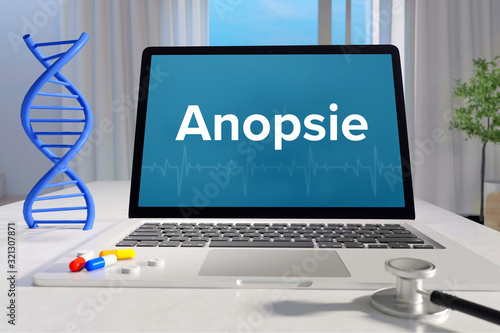 Anopsie – Medizin/Gesundheit. Computer im Büro mit Begriff auf dem Bildschirm. Arzt/Gesundheitswesen