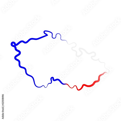 Czech Republic coloring the contour map. Vector background. Outline