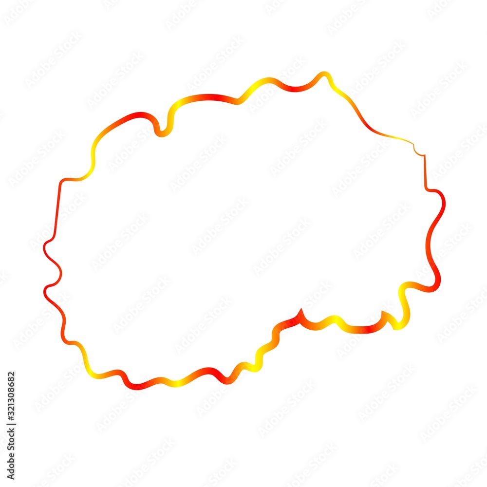 North macedonia coloring the contour map. Vector background. Outline