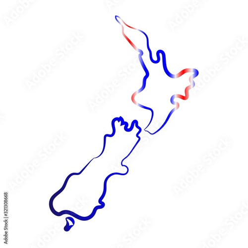New zealand coloring the contour map. Vector background. Outline