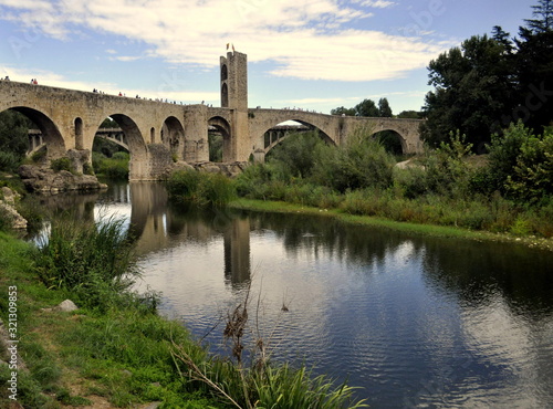Medieval bridge in the town of Besalú (Catalonia, Spain)