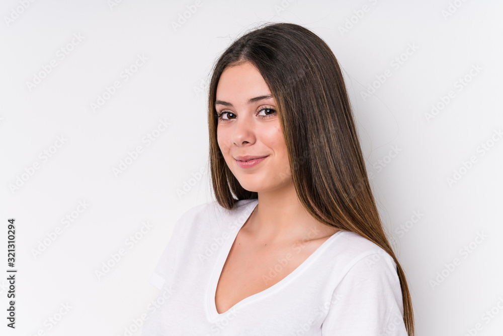 Young pretty caucasian woman face closeup isolated Young pretty caucasian woman face closeup isolated