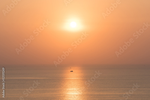 Traditional Longtail Boat at Sunset in Koh Tao Thailand