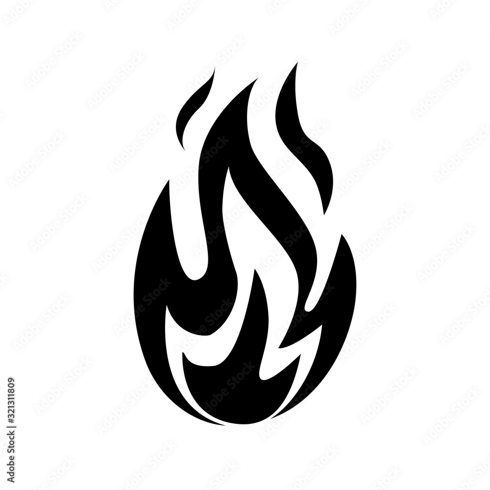 Fire flame icon isolated on white background.