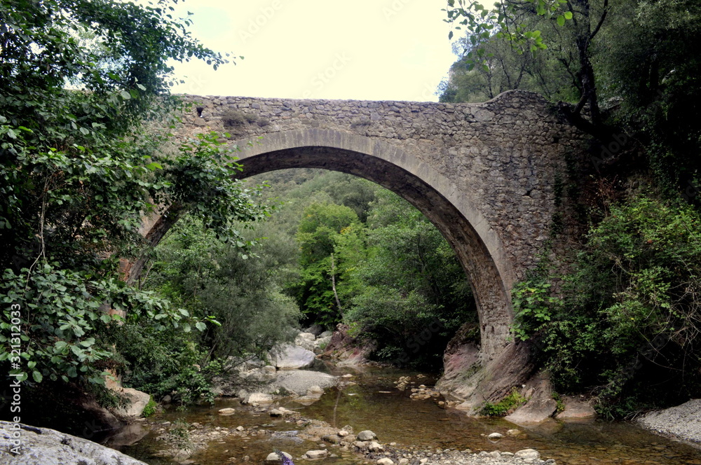 Stone bridge in the province of La Garrotxa in Catalonia