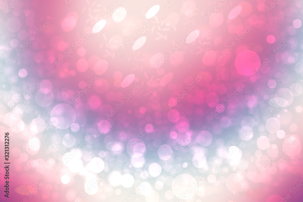 Fototapeta Abstract light pink gradient blue motion blurred background texture with bright soft color circles and bokeh lights. Beautiful backdrop illustration.