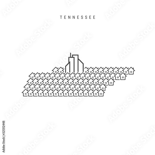 Tennessee real estate property map. Icons of houses in the shape of a map of Tennessee. Vector illustration