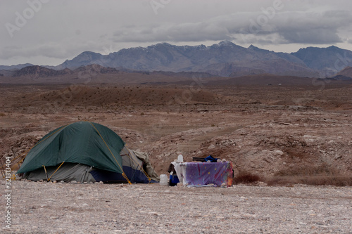 Homeless camp in the desert