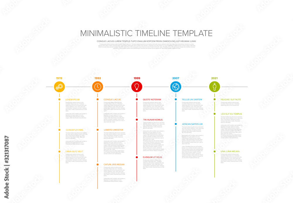Minimalistic Timeline Layout with Circle Icons Stock Template | Adobe Stock