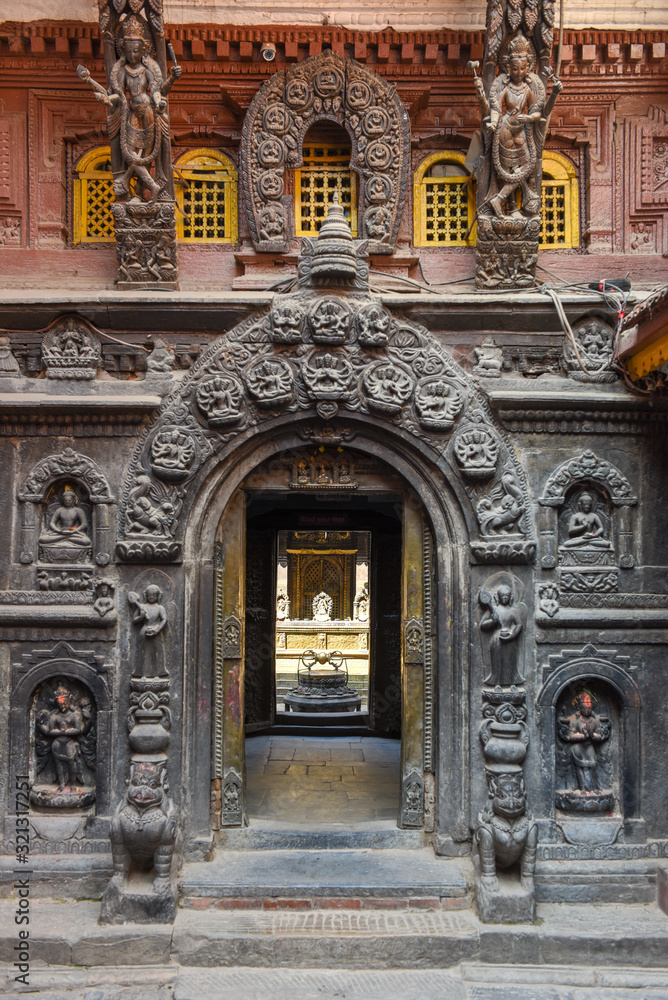 Entrance of golden temple at Patan near Kathmandu in Nepal