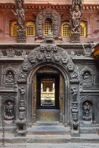 Entrance of golden temple at Patan near Kathmandu in Nepal