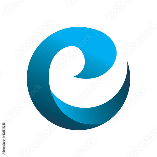 blue letter c wave logo design