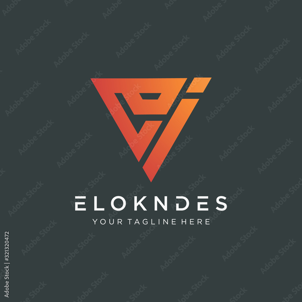 Initial letter E I minimalist art logo with triangle concept. creative minimal logo icon design with letter E I with summit element. elegant Logo template vector creative business. - VECTOR Initial letter E I minimalist art logo with triangle concept. creative minimal logo icon design with letter E I with summit element. elegant Logo template vector creative business. - VECTOR