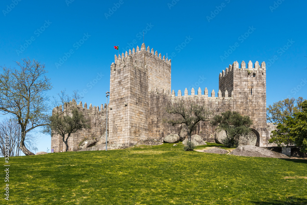 The Castle of Guimarães in the north of Portugal. Guimarães is considered to be the cradle of the Portuguese nation