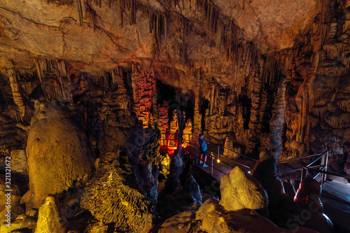 Tourists in Dikteo Andro Cave also known as birth place of Zeus in Crete photo