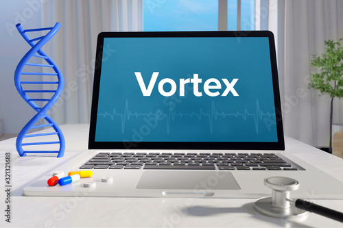 Vortex – Medizin/Gesundheit. Computer im Büro mit Begriff auf dem Bildschirm. Arzt/Gesundheitswesen
