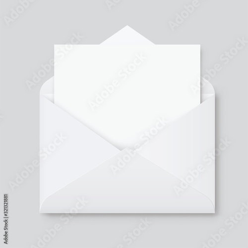 Realistic mockup blank white letter paper C5 or C6 envelope front view. A6 C6, A5 C5, template - stock vector. photo