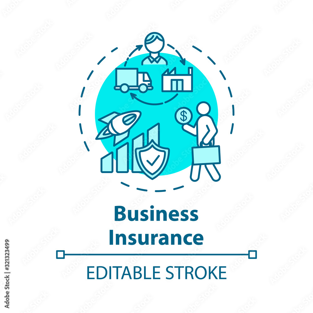 Business insurance concept icon. Deposit benefit. Money loss prevention. Policy for employee. Capital growth idea thin line illustration. Vector isolated outline RGB color drawing. Editable stroke