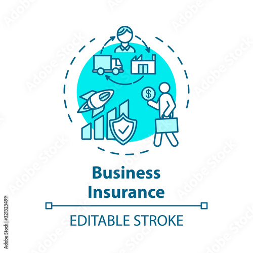 Fototapeta Naklejka Na Ścianę i Meble -  Business insurance concept icon. Deposit benefit. Money loss prevention. Policy for employee. Capital growth idea thin line illustration. Vector isolated outline RGB color drawing. Editable stroke