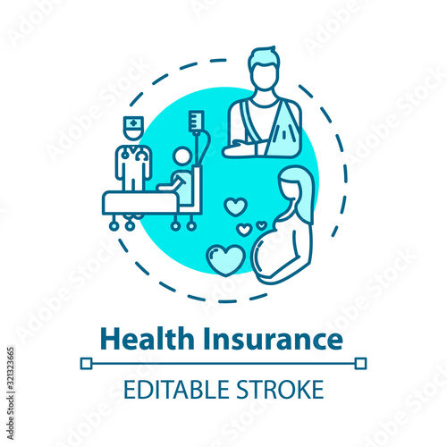 Health insurance concept icon. Investment in future. Pregnant woman checkup. Medical assurance idea thin line illustration. Vector isolated outline RGB color drawing. Editable stroke