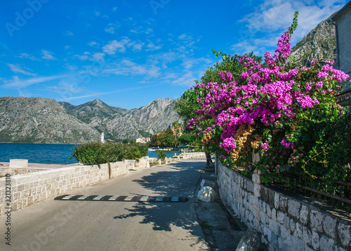 Summer landscape of the Kotor bay with views of  mountains and old town, Montenegro © okostia