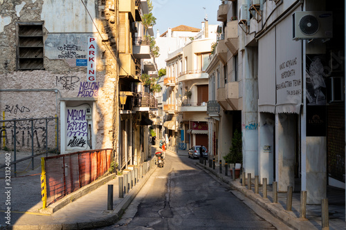 Athens alley of humble neighborhood and hardworking people, Greece