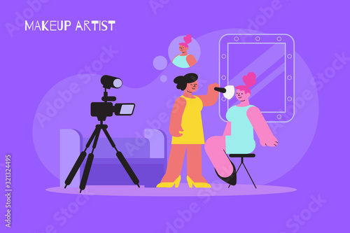 Makeup Artist Flat Composition