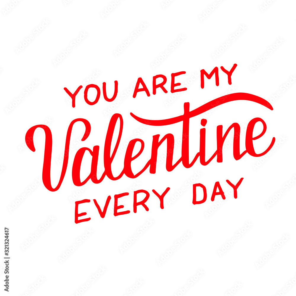 Handmade lettering composition in vector with word Valentine Handmade lettering composition in vector with word Valentine