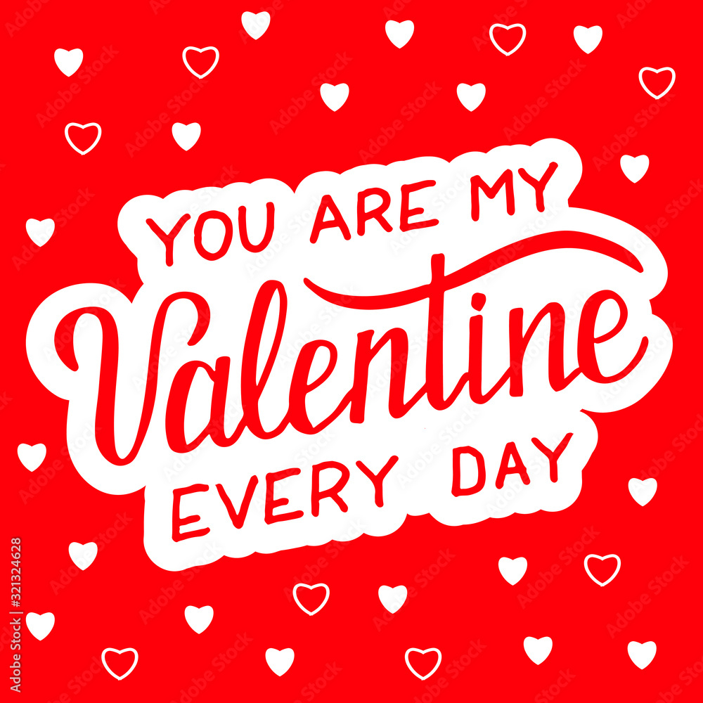 Handmade lettering composition in vector with word Valentine Handmade lettering composition in vector with word Valentine