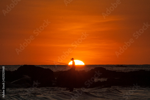 Fishermen sunset Jaco Beach